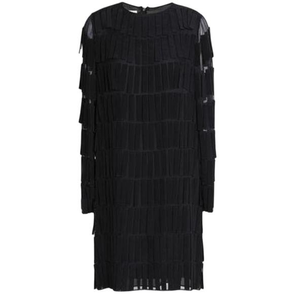 Valentino Voile Fringed Mini Shift Dress size IT 38 Long Sleeve - Picture 1 of 10